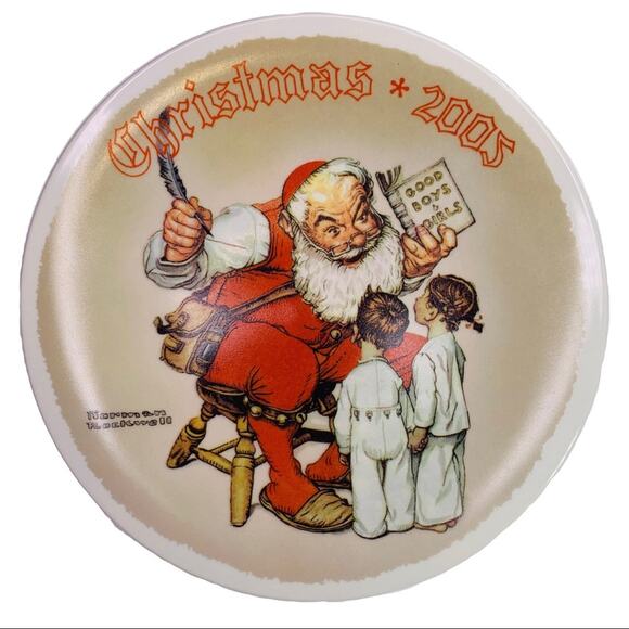 Norman Rockwell Making a List Christmas plate - Picture 1 of 9